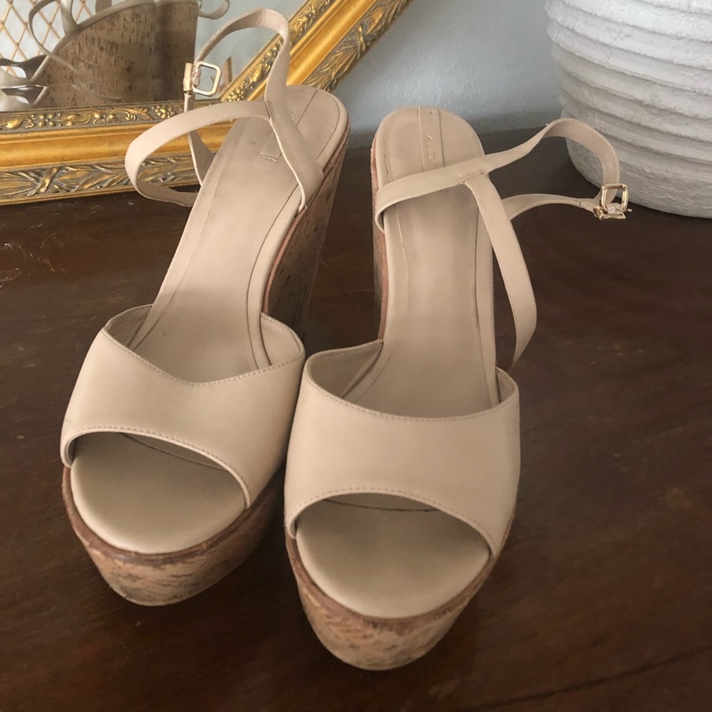 Aldo Nude Cork Wedge
